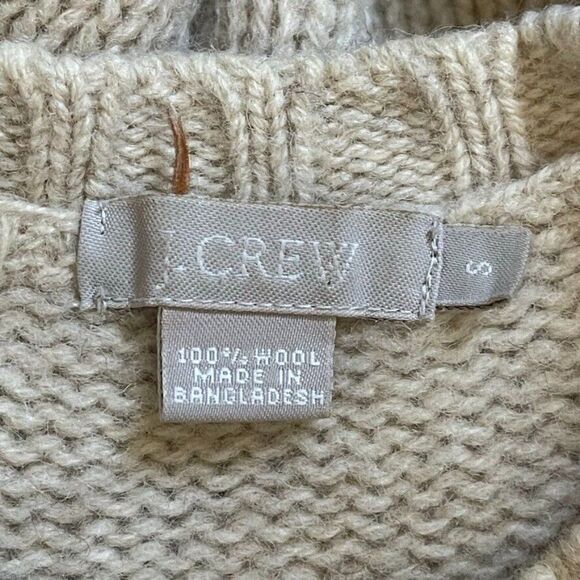 Vintage J. Crew Womens Cream 100% Wool Preppy Crewneck Sweater Sz S - Picture 3 of 8